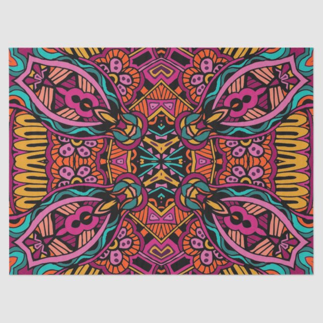 Papel De Seda Bohemian bonito colorido retro de Boho (Frente )