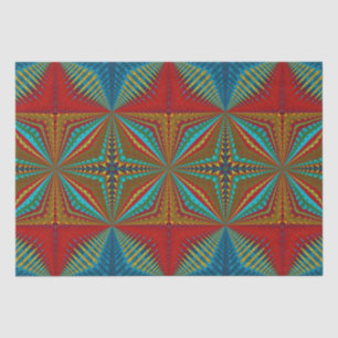 Papel De Seda Boho Abstrato Hippie Legal Red Blue Etnic Trippy