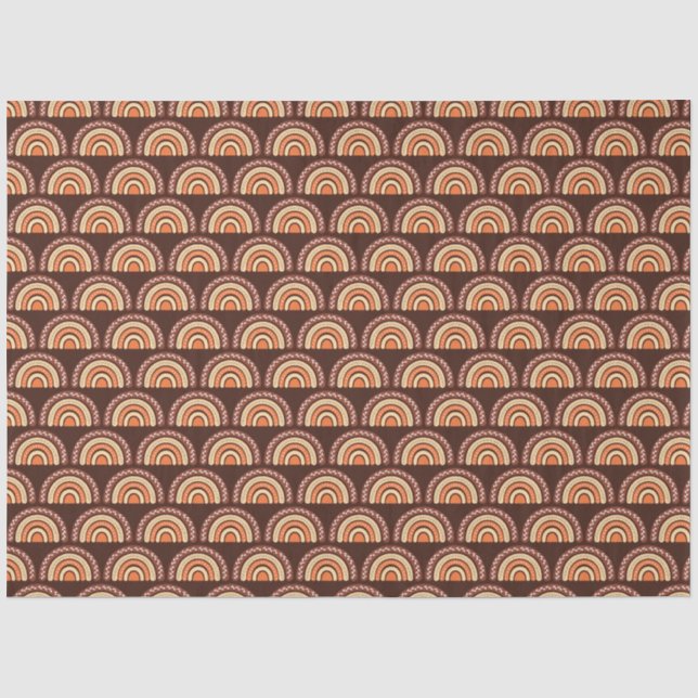 Papel De Seda Boho Arco-íris Laranja e Marrom (Frente )