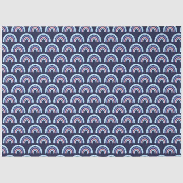 Papel De Seda Boho Arco-íris Rosa e Azul Marinho (Frente )