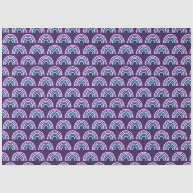 Papel De Seda Boho Arco-íris Roxo e Azul Turquesa (Frente )