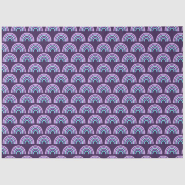 Papel De Seda Boho Arco-Íris Roxo e Turquesa Azul (Frente )