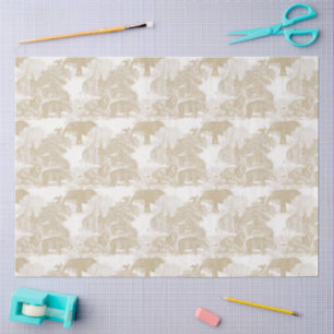 Papel De Seda Boho Beige Selgle Animal Safari Chinoiserie