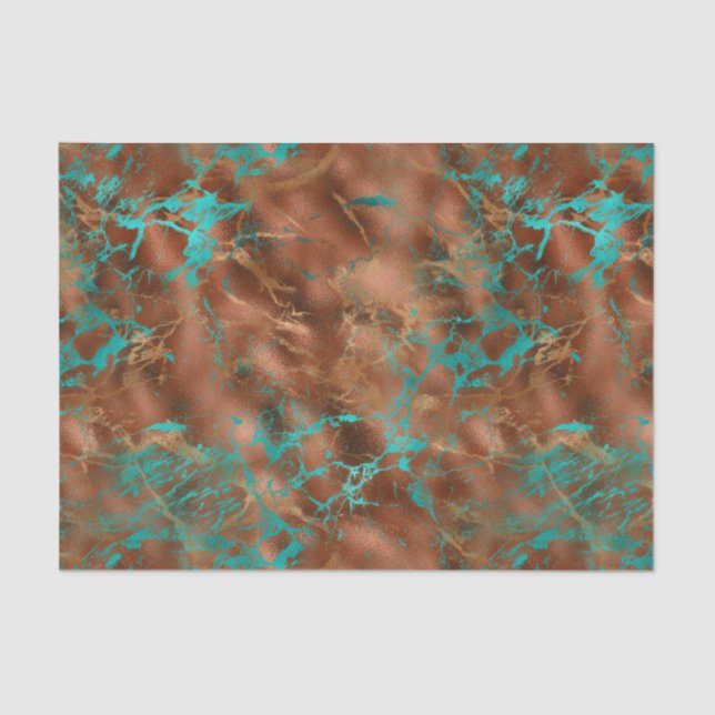 Papel De Seda Boho Blue Copper Patina (Frente )