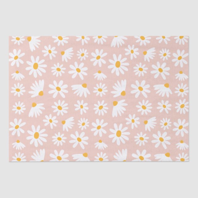 Papel De Seda Boho Blush Pink Daisy de primeiro aniversario Selv (Frente )