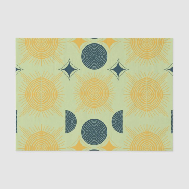 Papel De Seda Boho Celestial Sun Moon Mint (Frente )