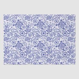 Papel De Seda Boho Chic Bonito Blue Paisley Patterno