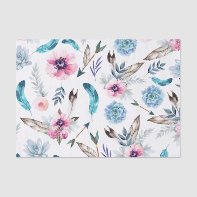 Papel De Seda Boho Chic Floral Menina Boho (Frente )