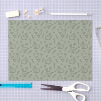 Papel De Seda Boho Easter Bunny Rabbit Goose Spring Sage Green