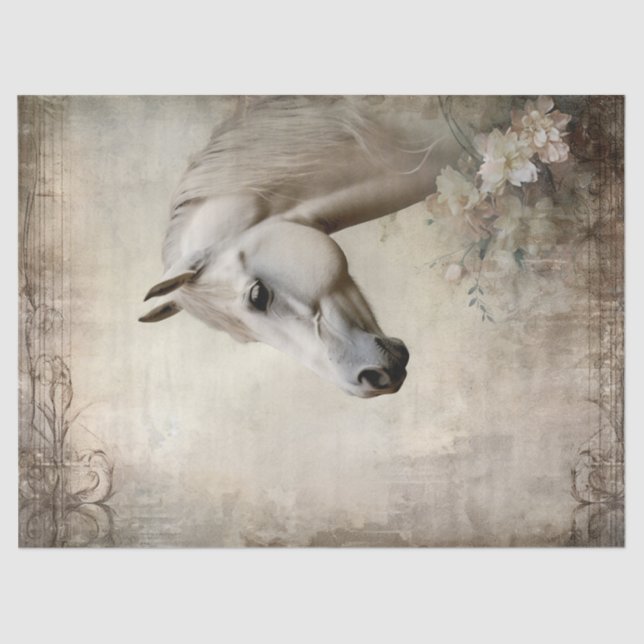 Papel De Seda Boho Elegant White Horse Decoupage (Frente )
