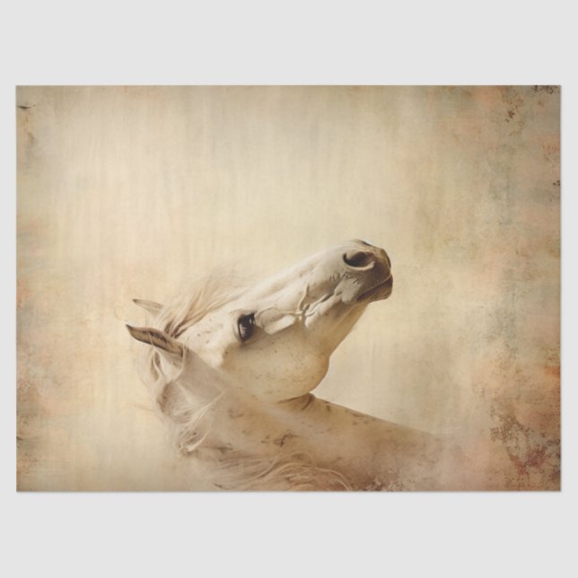Papel De Seda Boho Elegant White Horse Decoupage (Frente )