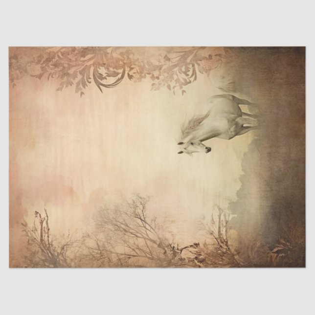 Papel De Seda Boho Elegant White Horse Decoupage (Frente )