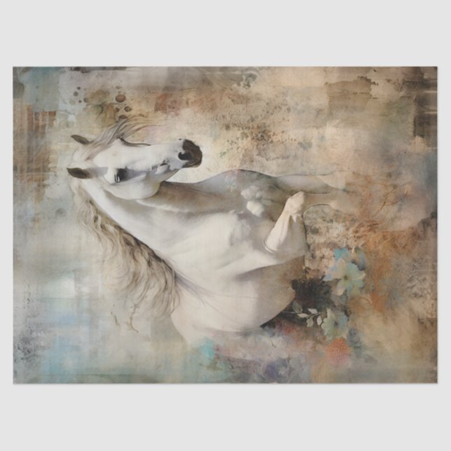 Papel De Seda Boho Elegant White Horse Decoupage (Frente )