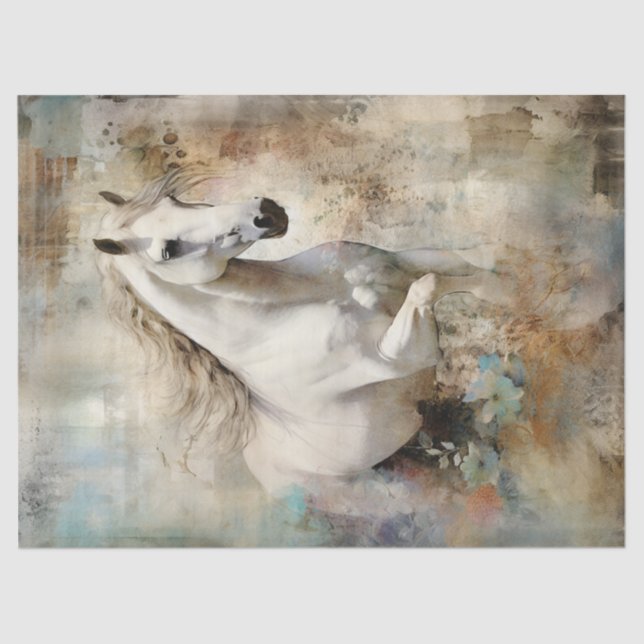 Papel De Seda Boho Elegant White Horse Decoupage (Frente )