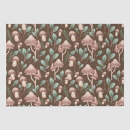 Papel De Seda Boho Eucalyptus Forest Mushroom Dark Brown