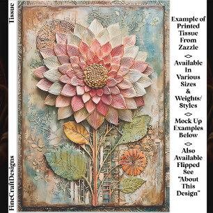 Papel De Seda Boho Flor com Textura Artesanal Decoupage DZ9R