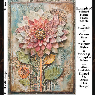Papel De Seda Boho Flor com Textura Artesanal DZ9L Decoupage