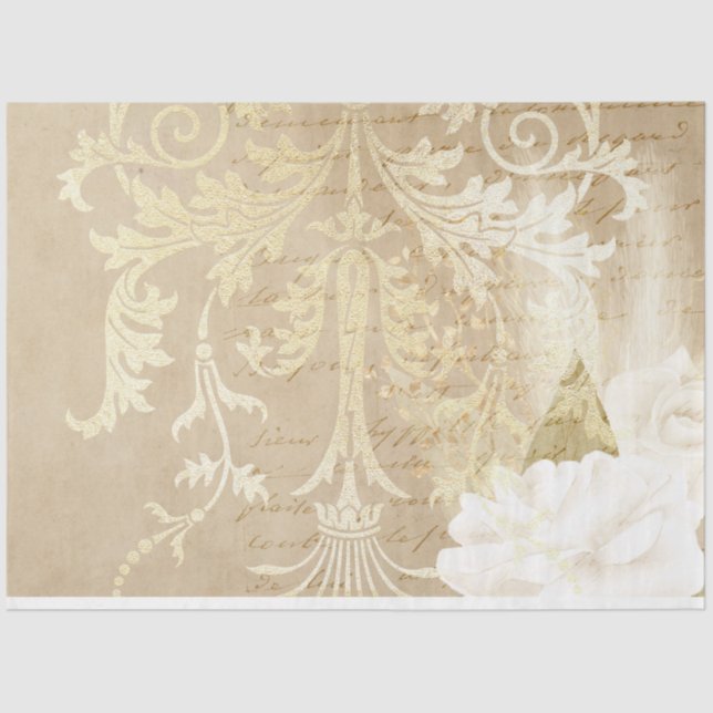 Papel De Seda Boho Floral Ephemera Design Série #12 (Frente )