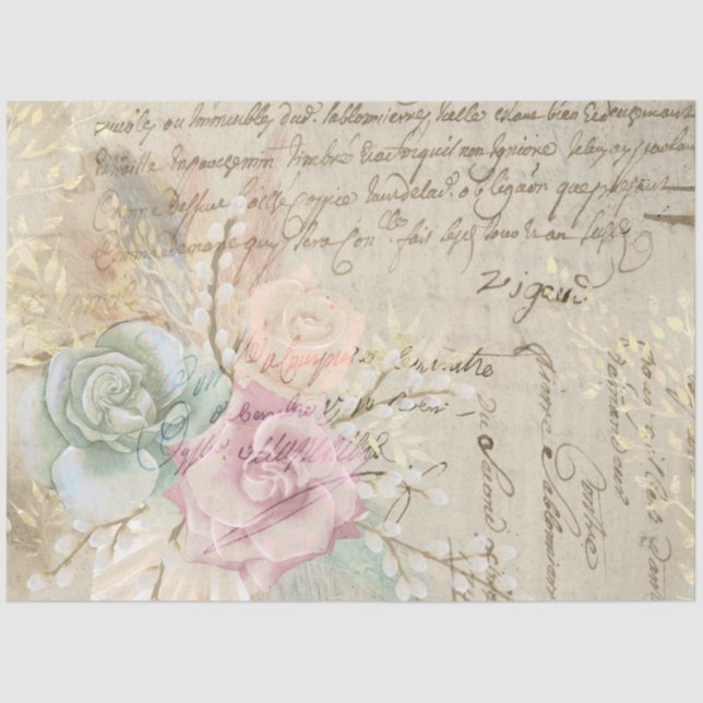 Papel De Seda Boho Floral Ephemera Série Design nº 4 (Frente )