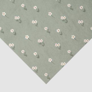 Papel De Seda Boho Flores Silvestres Floral Campestre Verde Dits