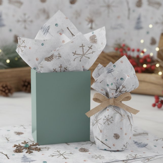 Papel De Seda Boho Galhos e Pinhas de Natal ID986 (Criador carregado)