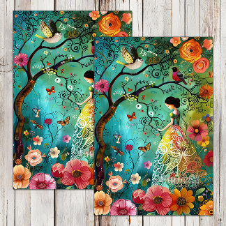 PAPEL DE SEDA BOHO GARDEN GIRL DECOUPAGE