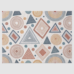 Papel De Seda Boho Geométrico Abstrato Shapes Terracotta