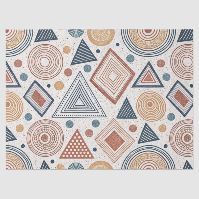 Papel De Seda Boho Geométrico Abstrato Shapes Terracotta (Frente )