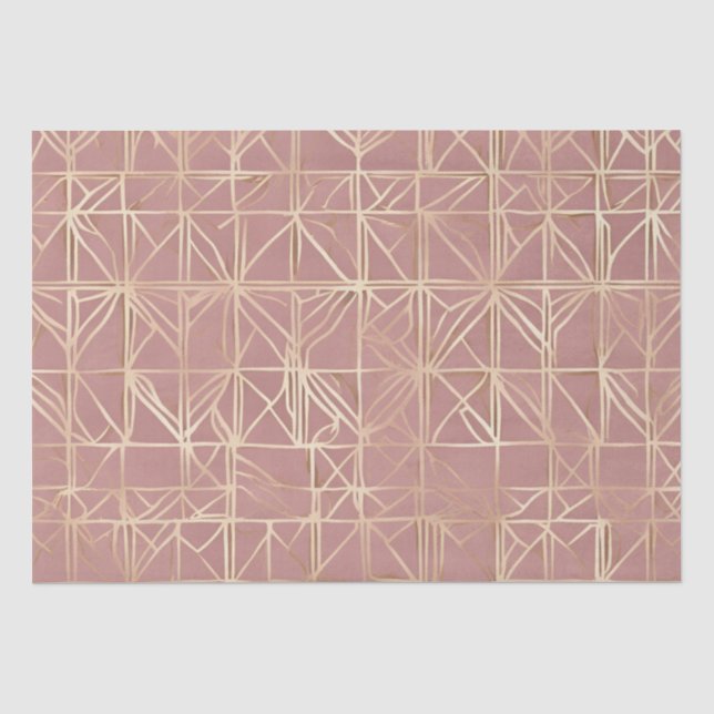 Papel De Seda Boho Geométrico Dourado Design de Decoupage (Frente )