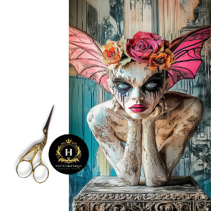 Papel De Seda Boho Gothic Gargoyle Borboleta Floral