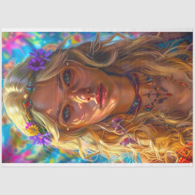 Papel De Seda Boho Hippie Flor Child Chic Decoupage (Frente )