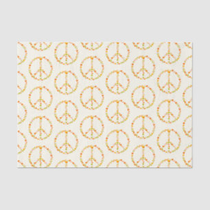 Papel De Seda Boho Hippie - Sinal Floral de Paz Padrão em Amare