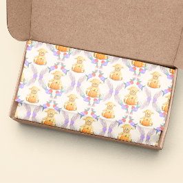 Papel De Seda Boho Little Lamb Pumpkin Watercolor Chá de fraldas