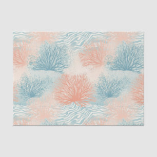 Papel De Seda Boho Luxo Padrão de Coral Costeiro em Aquarela (5)
