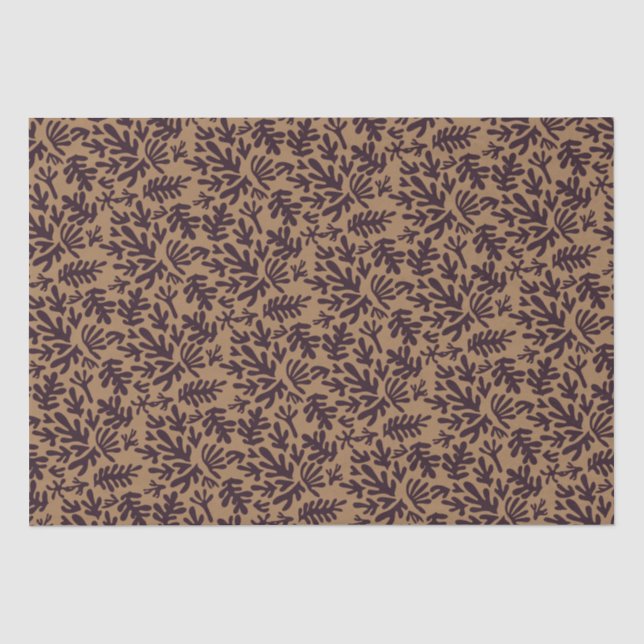 Papel De Seda Boho Matisse Formas Botânicas Padrão Preto Dourado (Frente )