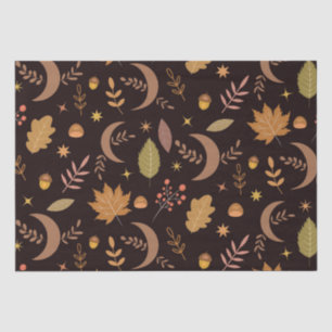 Papel De Seda Boho Moon com padrão de folhas de outono