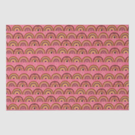 Papel De Seda Boho Mystic Eye Rainbow Rosa Fundo
