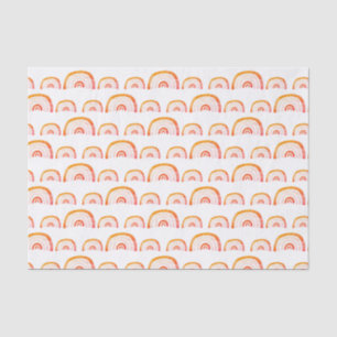 Papel De Seda Boho Orange Watercolor Padrão arco-íris