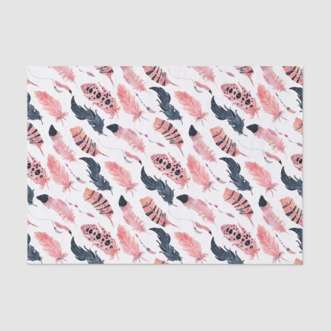 Papel De Seda Boho Pink Feather (Frente )
