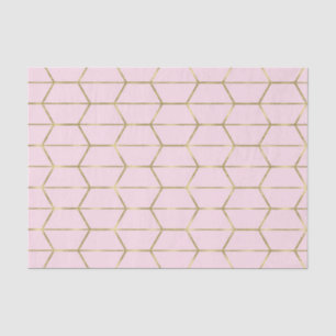 Papel De Seda Boho Pink Hexagon Glam Geométrico Dourado Sweet 16