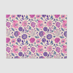 Papel De Seda Boho Purple Floral Botânico