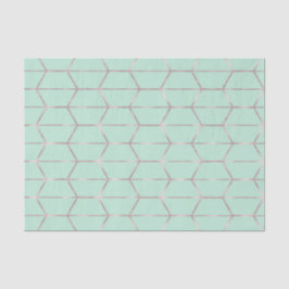 Papel De Seda Boho Rosa Hexágono Dourado Geométrico Glam Sweet 1