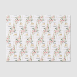 Papel De Seda Boho rosado rosas cor-de-rosa aniversário de 40 an