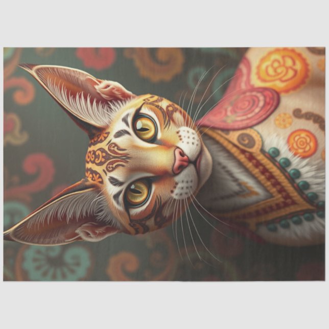 Papel De Seda Boho Siamese Fantasy Cat (Frente )