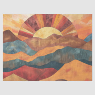 Papel De Seda Boho Sunset Sobre Montanhas - Paisagem Terrestre R