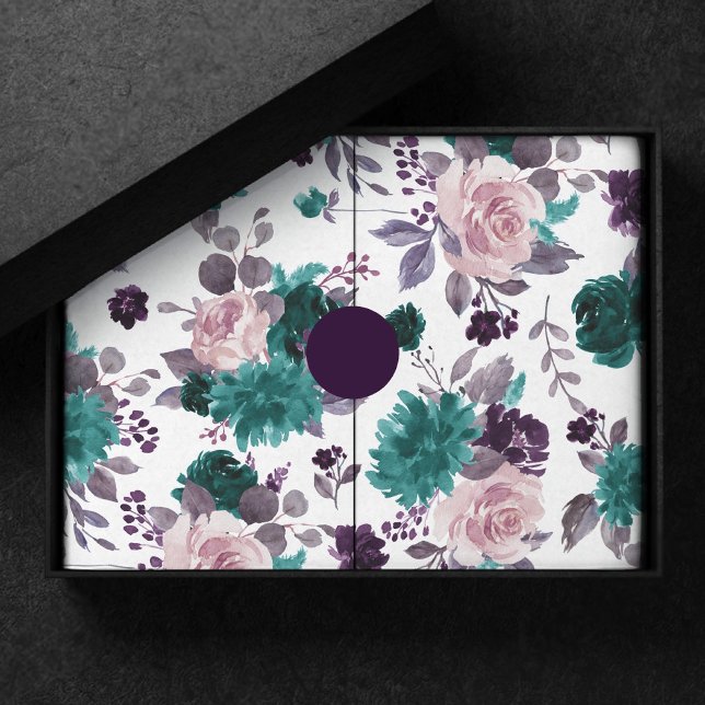 Papel De Seda Boho Temperamental | Padrão Roxo Berinjela e Rosa  (Criador carregado)