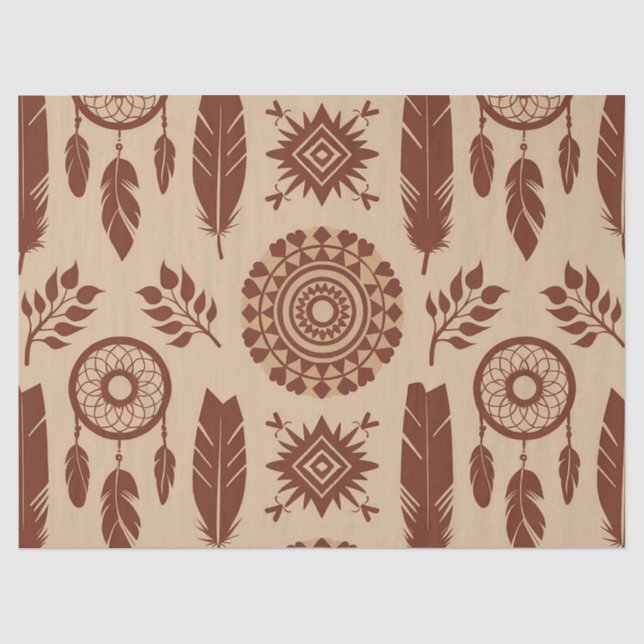 Papel De Seda Boho Tribal Abstrato Pattern | Terra Geométrica (Frente )