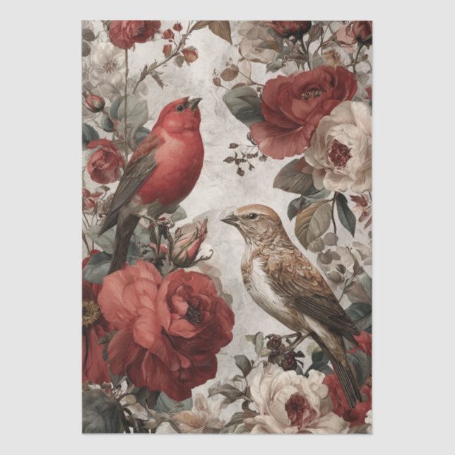 Papel De Seda Boho Vintage Birds & Florals (Frente )