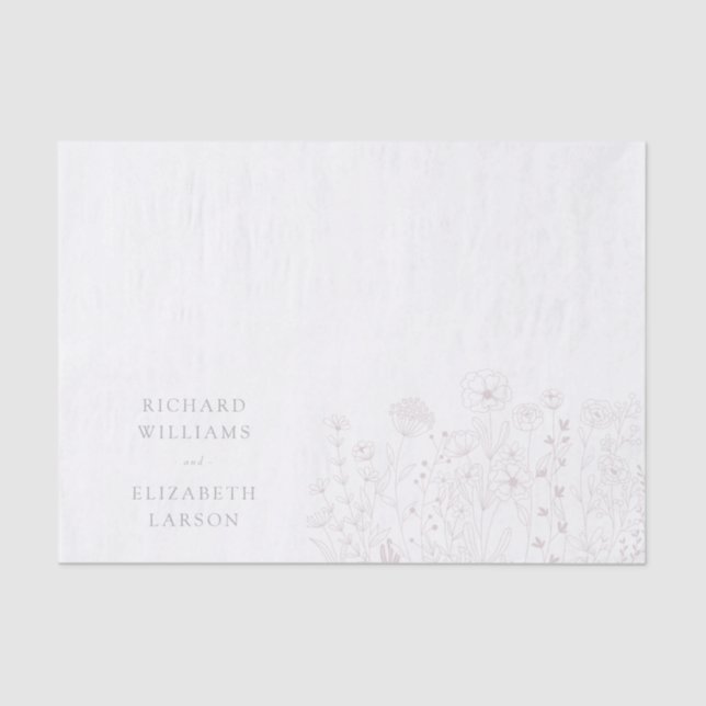 Papel De Seda Boho Wildflower Modern Watercolor Casamento (Frente )