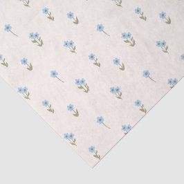 Papel De Seda Boho Wildflowers Ditsy Floral Cottagecore Blue